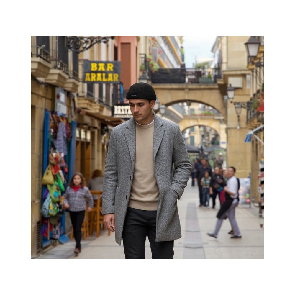 Chapeau docker en cuir noir